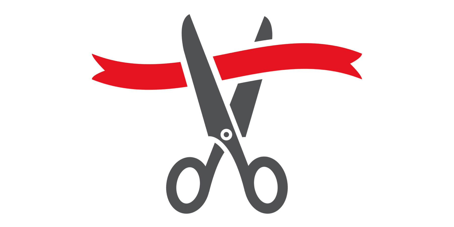 Scissors cutting a ribbon