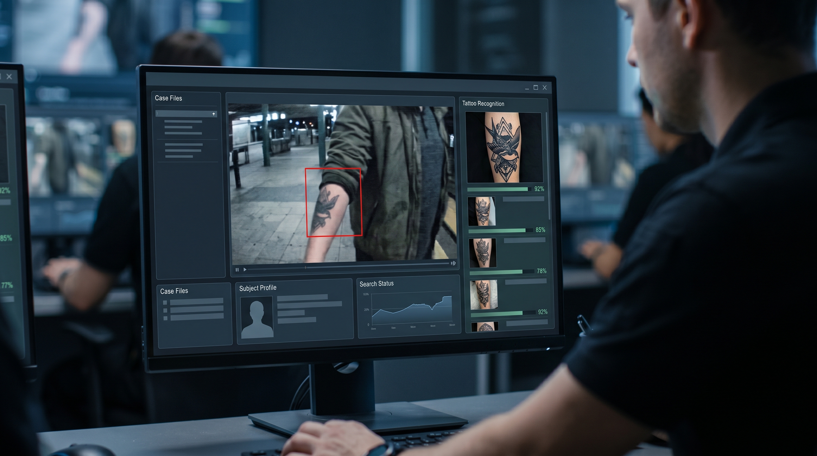 AI tattoo recognition system matching a tattoo image against a law enforcement database
